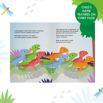 Personalised Dinosaur Adventure Story Book Gift, 7 of 8