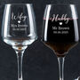 Personalised Engraved Wedding Wine Glasses For Bride Groom, thumbnail 1 of 6