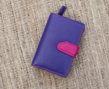 Purple Multi Colour Leather Purse Wallet Rfid, 4 of 11