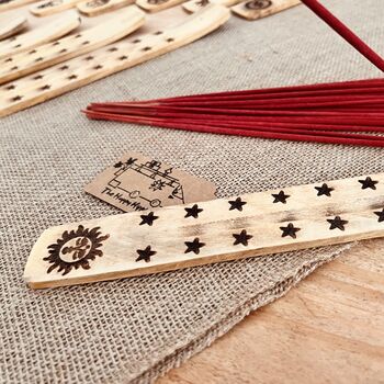 Handmade Wooden Incense Holder Boho Engraved Design, 5 of 12