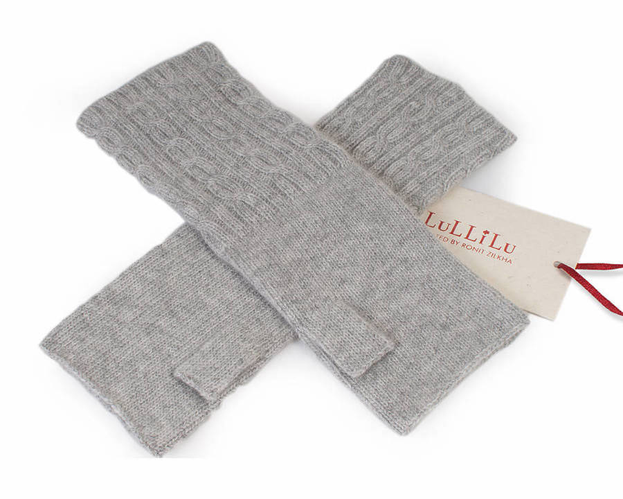 Pure Cashmere Knitted Wrist Warmers Gift For Her By Lu L Li Lu