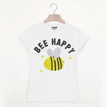 Bee Happy Women's Slogan T Shirt, 7 of 7