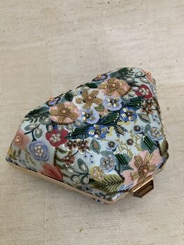 Multicoloured Blue Handcrafted Floral Clutch Bag, 4 of 6