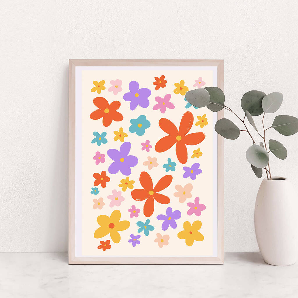 Flowers Abstract Pattern Print