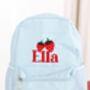 Child's Personalised Embroidered Strawberry Rucksack Perfect For Nursery, thumbnail 1 of 4