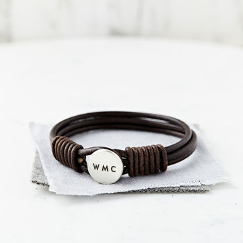 Personalised Men's Silver And Leather Bracelet, 3 of 7