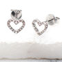 Diamond And 18ct White Gold Heart Earrings, thumbnail 2 of 6