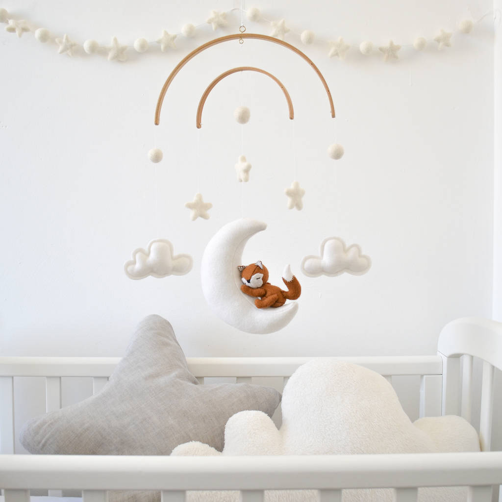 Sleeping Fox With Moon And Stars Baby Mobile By What A Curly Life