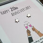 20th Happy Anniversary Sterling Silver Message Earrings, thumbnail 3 of 7