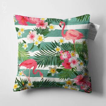Pink Flamingos Cushion Cover With Leafy Florals, 5 of 7