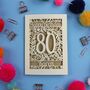 Personalised 80th Birthday Card Papercut Flower Design, thumbnail 1 of 9