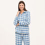 Women's Brushed Cotton Pyjamas In A Blue Check, thumbnail 4 of 5