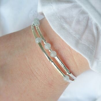 Aquamarine And Silver Double Stranded Bracelet, 4 of 6