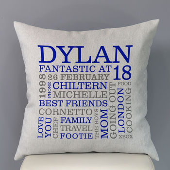 Personalised 18th Birthday Word Art Cushion, 5 of 9