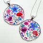 Statement Necklace With Multicolour Flowers In Silver, thumbnail 1 of 12