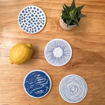 Serenity Blue Coaster Gift Set Of Five, 4 of 7