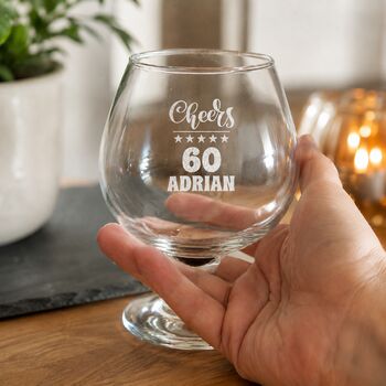 60th Birthday Gift Brandy Snifter Glass, 3 of 7