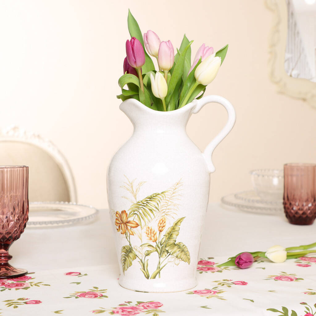 deepdale pressed flowers ceramic jug by dibor | notonthehighstreet.com