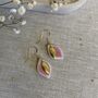 Handmade Baby Pink Ceramic Leaf Earrings Gold Plated, thumbnail 8 of 8