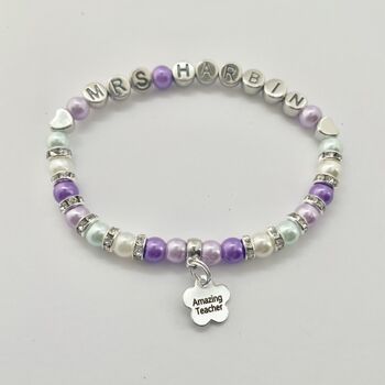 Personalised Teacher Thank You Gift, Charm Bracelet, 3 of 6