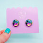 Colourful Abstract Wooden Stud Earrings, thumbnail 6 of 9