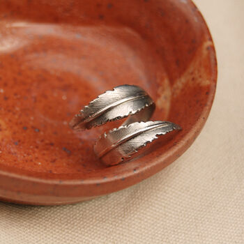 Double Feather Boho Hug Ring In Silver, 3 of 7
