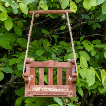 Personalised Wooden Garden Swing Bird Feeder, 2 of 12