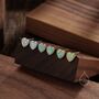 Sterling Silver Green Opal Heart Stud Earrings, thumbnail 3 of 11