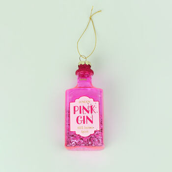 G Decor Large Glass Pink Gin Bottle Christmas Bauble, 5 of 5