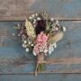 Set Of Three Wedding Dried Flower Dainty Buttonholes Meadow Pinks, thumbnail 2 of 4