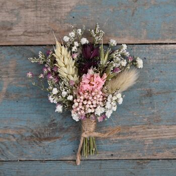 Set Of Three Wedding Dried Flower Dainty Buttonholes Meadow Pinks, 2 of 4