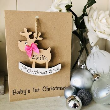 Personalised 1st Christmas Reindeer Card Decoration, 3 of 11