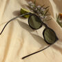 Black Classic Round Sunglasses, thumbnail 3 of 4