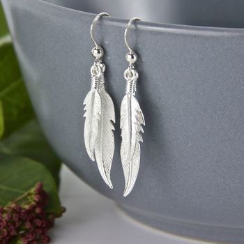 Silver Feather Earrings, 3 of 8