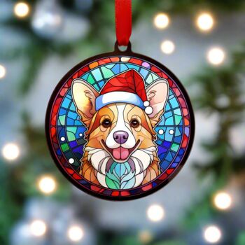 Corgi In Santa Hat Suncatcher Decoration, 3 of 6