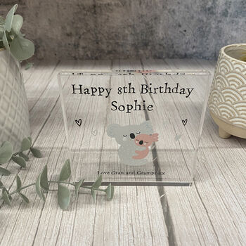 Personalised Koala Acrylic Birthday Block Gift, 5 of 6