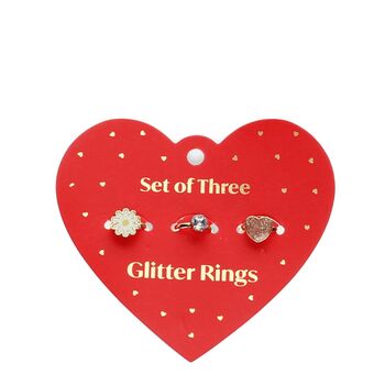 Heart And Flower Glitter Rings, 2 of 4