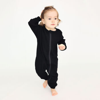 Black Zip Up Baby Sleepsuits Ribbed Newborn Essentials, 4 of 8