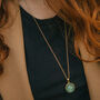 Gold Plate Xl Length Mini Green Agate Pendant Necklace, thumbnail 2 of 5