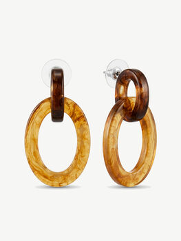 Tortoiseshell Brown Acrylic Drop Earrings, 2 of 4