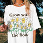 'Grow With The Flow' Retro Flowers Tshirt, thumbnail 1 of 5