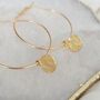 Hammered Disc Gold Plated Hoop Earrings, thumbnail 1 of 5