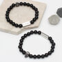 Mens Personalised Onyx And Silver Bead Bracelet, thumbnail 2 of 5