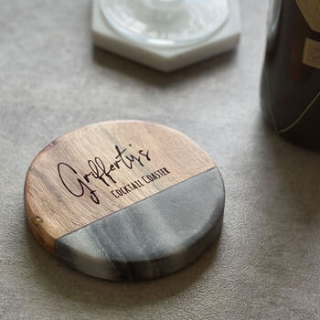 Personalised Marble And Acacia Coaster, 6 of 8