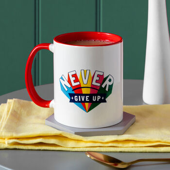 Never Give Up Mindset Colourful Coffee And Tea Mug, 3 of 7
