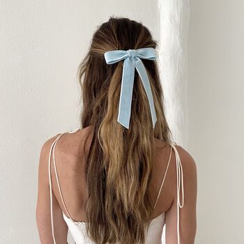 'Something Blue' Velvet Bridal Hair Bow, 3 of 5