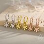 Sterling Silver Dainty Snowflake Huggie Hoop, thumbnail 5 of 10