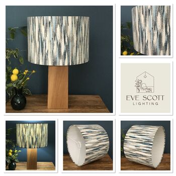 Marine Blue Abstract Drum Lampshade, 2 of 12