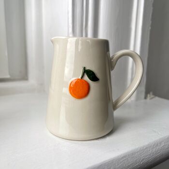 Ceramic Milk Jug With Embossed Orange Motif, 5 of 7