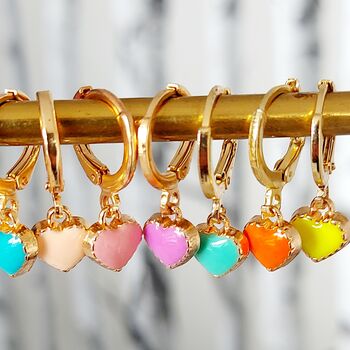 Colourful Heart Hoop Earrings, 2 of 8